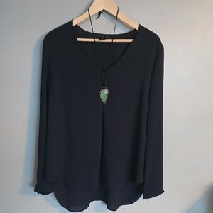 Midnight Blue Sheer Tunic Blouse